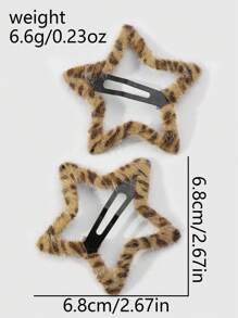 ROMWE Kawaii 2 件/套动物印花毛绒发夹，时尚休闲发夹刘海夹适合女孩和女士，很棒的礼物爪夹