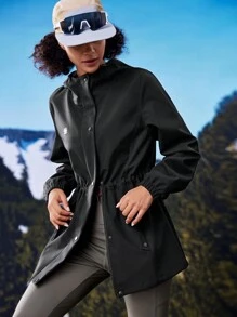 In My Nature 女士户外风衣夹克，腰部可折叠，防水透气，适合露营、远足和城市通勤 - 黑色 - 查看 8