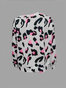 INAWLY Women's Casual Leopard Print Slouchy Sweatshirt, Long Sleeve Top,Graduation,Teacher,Back To School Pullover Fall - Grey - View 2