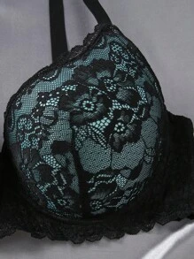 1pc Plus Size Lace Wire Bra Lingerie