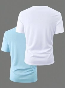 Manfinity Homme Áo thun nam tay ngắn cổ tròn in chữ thường ngày - Nhiều màu - Xem 2