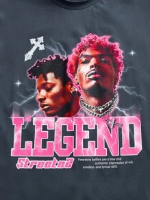 Manfinity VCAY Maglietta a girocollo a maniche corte con vestibilità morbida adatta per l'estate - Grigio - Visualizzare 3