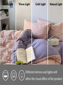 Conjunto de 3 peças de edredom para quarto com 1 fronha rosa claro e 1 fronha roxa escura, conjunto de cama supermacio com capas laváveis, sem enchimento