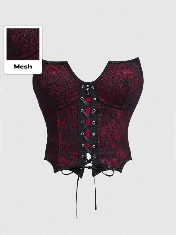 ROMWE Goth Top bandeau asimétrico con lazo en la cintura para mujer