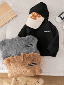 3pcs/Set Baby Boy Cute Fleece Sweatshirt Set, White And Khaki,In Fall/Winter - Multicolor - View 10