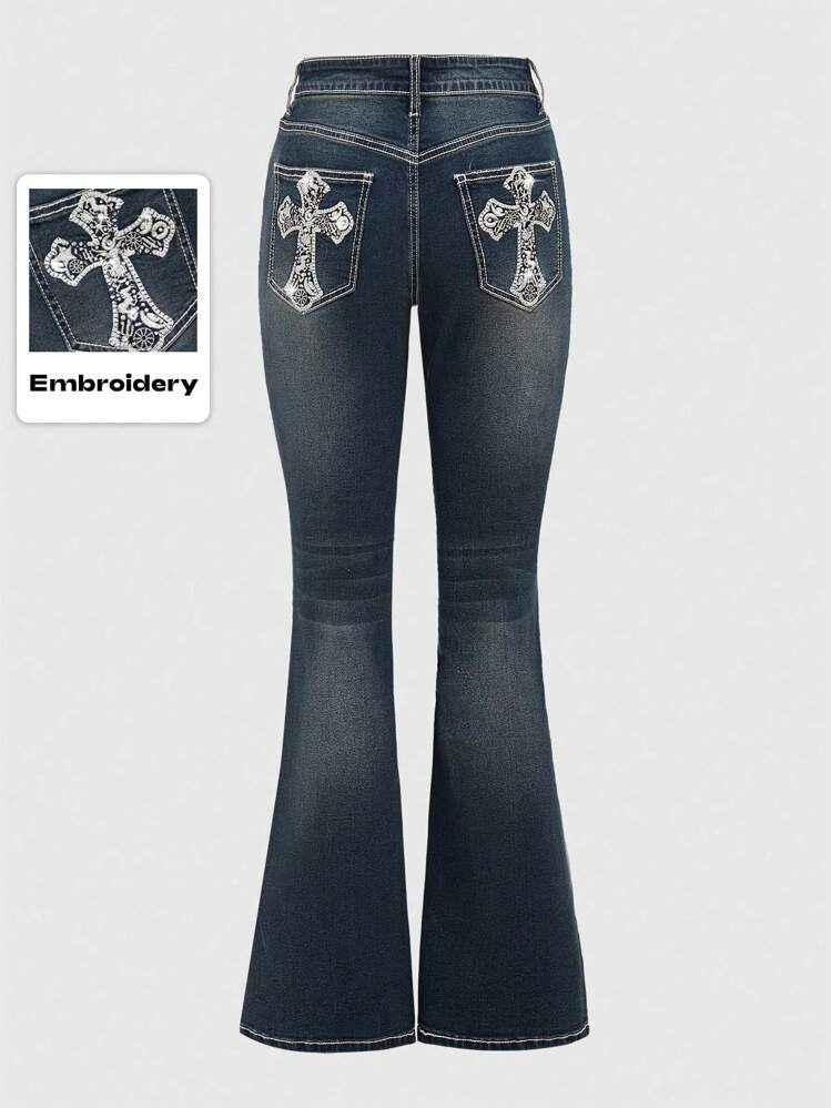 ROMWE Grunge Punk Y2k Retro Millennium Pocket Stars Moon Cross
