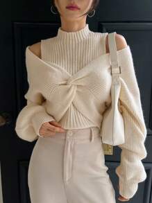 DAZY Twist Design Cropped Knit Trui Voor Dames