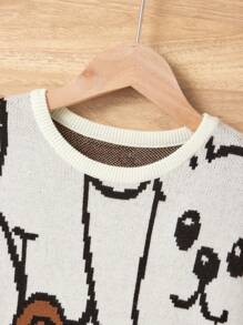 Tween Girl 超大休闲卡通印花不对称杏色连衣裙 - 杏色 - 查看 5