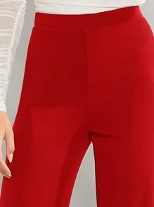 SHEIN Amorya 女式纯色简约梭织休闲裤 - 紅色 - 查看 5