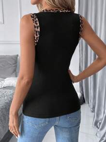 SHEIN Clasi 女士豹纹 V 领紧身时尚背心