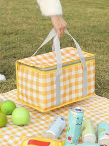 1 件隔热大容量可重复使用食品野餐袋沙滩袋、冷藏袋，带拉链顶部 - 适用于热或冷，野餐篮可折叠，海滩、户外派对、露营、节日圣诞节可作为节日礼物 - 黃色 - 查看 8