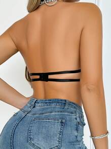 1pc Women Solid Color Backless Halter Neck Bra