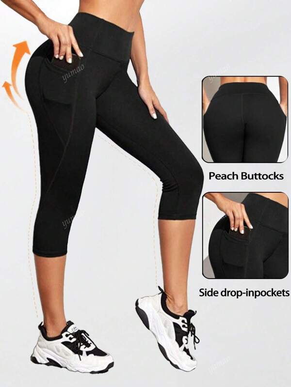 Leisure Solid Absorbs Sweat Breathable Sports Leggings