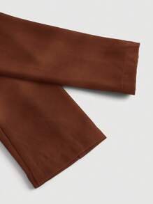SHEIN MOD Áo khoác nữ tay dài giản dị màu trơn có túi giả trang trí nút - màu nâu - Xem 3