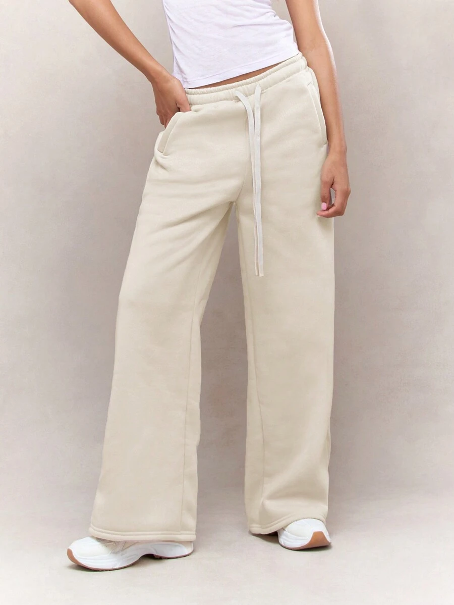 MISSGUIDED Wide Leg Sweatpants With Drawstrings - Apricot - View 1