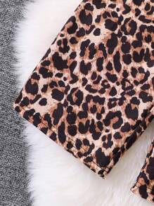 SHEIN 年轻女孩针织豹纹字母宽松休闲运动裤 - 彩色 - 查看 8