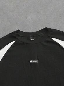 Manfinity VCAY Men's Loose Fit Black & White Color Block Crew Neck Knitted Vest Set, Suitable For Summer