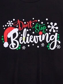 Manfinity 男士圆领短袖字母印花休闲背心 - 黑色 - 查看 3