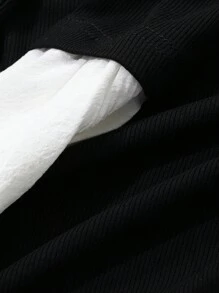 DAZY 女式拼色立领喇叭袖修身T恤，春秋长袖女上衣，秋季女装立领女装