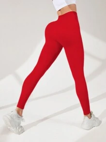 SHEIN Core Rhythm Solid Color High Waisted Minimalist Seamless Leggings, Casual Everyday Wear For Chinese New Year