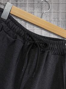 RueChic Men Letter And Japanese Printed Regular Sweatshirt & Pants Set - Dark Grey - View 9