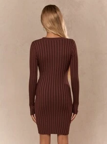 MISSGUIDED Geripptes Strick-Bodycon-Midikleid, klassischer Winter-/Herbst-Pullover, Büro-Business-Passform, dehnbar, Basic für den Alltag
