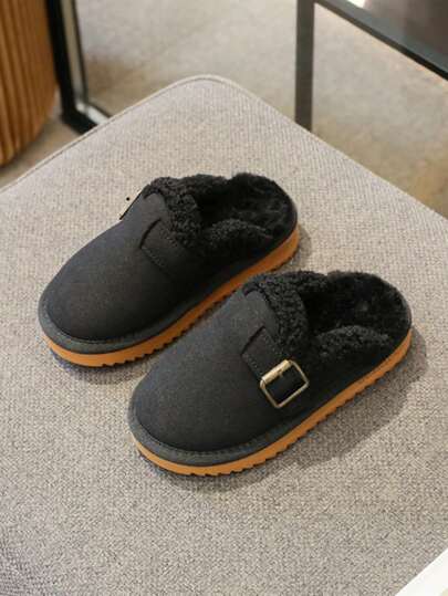儿童冬季时尚一脚蹬毛绒卧室拖鞋