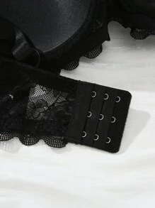 DesireSculpt 2pcs/Set Lace Solid Minimalist Underwire Plus Size Bra For Women Lingerie, Lift - Multicolor - View 6