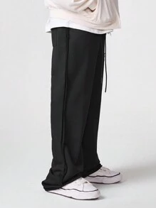 Manfinity VCAY Pantalones casuales de unicolor con bolsillo y amarre delantero para hombre