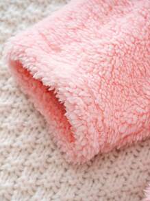 Cozy Pixies Baby Girl Valentine's Day Heart Contrast Color Double-Sided Fleece Hooded Long Sleeve Jumpsuit - Pink - View 6