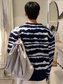 DAZY 男士圆领长袖条纹毛衣，休闲秋季