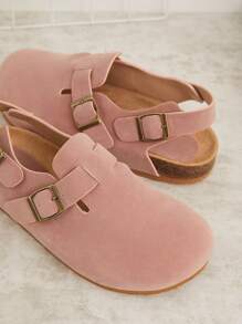 SHUZIA Women's Round Toe Cork Footbed Slide Clogs With Adjustable Buckle Strap Spring Shoes Spring Break Easter - Dusty Pink - View 7