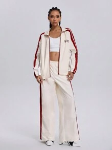 SHEIN EZwear 女士秋冬运动街头服饰 Corta Vento 拼色长袖夹克 - 彩色 - 查看 6