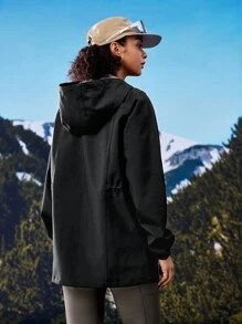 In My Nature 女士户外风衣夹克，腰部可折叠，防水透气，适合露营、远足和城市通勤 - 黑色 - 查看 13