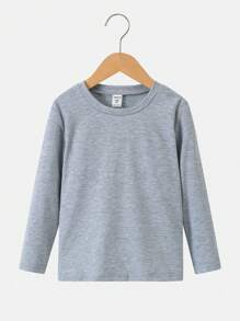 5pcs/Set Young Boy Basic Solid Color Round Neck T-Shirts In Black, White, Blue, Yellow, Gray,Holiday,Summer,Travel - Multicolor - View 3