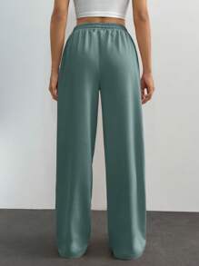 EURMUSE Women Mid Waist Wide Leg Sweatpant - Mint Green - View 2