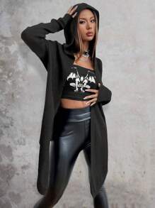 Chiquease 女式休闲不对称万圣节前开襟羊毛衫 - 深灰色 - 查看 3