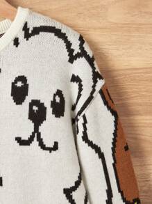 Tween Girl 超大休闲卡通印花不对称杏色连衣裙 - 杏色 - 查看 4