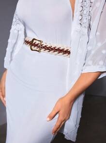 SHEIN VCAY 1 Thắt lưng dệt họa tiết dễ thương dành cho nữ, thích hợp đi biển, dã ngoại, thường ngày, kỳ nghỉ - Nhiều màu - Xem 8