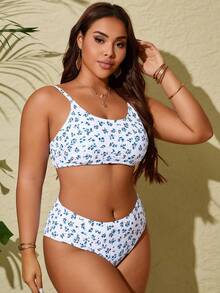 Bộ bikini dây mảnh in họa tiết hoa bãi biển mùa hè cỡ lớn - Nhiều màu - Xem 6