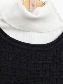 SHEIN Unity Loose Fit Geometric Knitted Sweater For Women, Long Sleeve Pullover, Fall Winter - Black - View 4