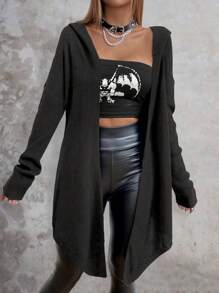 Chiquease 女式休闲不对称万圣节前开襟羊毛衫 - 深灰色 - 查看 5