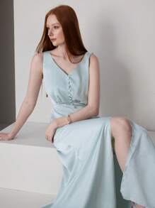 Modelyn 女式素色簡約日常伴娘禮服（成人） - 薄荷綠 - 查看 5