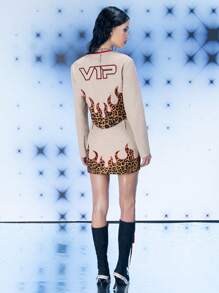 FREAK CITY Designer Women Cotton Twill Leopard Printed Applique Moto Jacket Retro Street Jacket, For Holiday, Vacation, Spring, Festival, Ibiza Fits