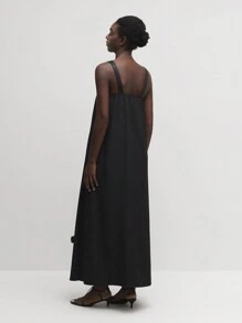 BizChic Robe d'été ample à bretelles pour femmes, unicolore et droite - Noir - Voir 5
