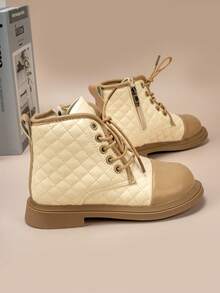 1 Đôi bốt thêu buộc dây thoải mái, dễ phối đồ - Màu Khaki - Xem 4