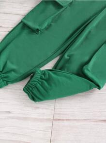 SHEIN 2pcs Young Girl Fashion Knit Sporty Set, Autumn New Casual Fitted Tracksuit - Dark Green - View 6