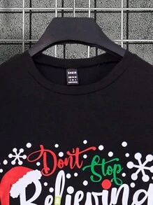 Manfinity 男士圆领短袖字母印花休闲背心 - 黑色 - 查看 6