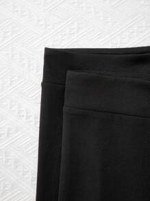 2pcs/Set Tween Girls' Casual Solid Color Basic Leggings, Thermal Lined , Thickened Chic Outfits For Autumn/Winter - Black - View 4