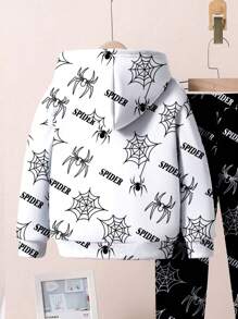 Manfinity VCAY Men's Knit Casual Loose Long Sleeve Hooded Sweatshirt & Drawstring Waist Straight Leg Pants 2 Pieces Suit Set
